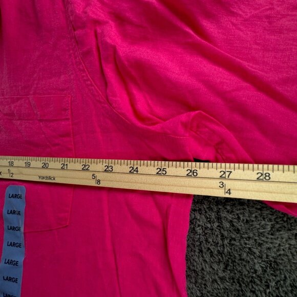 NWOT GAP Linen Rayon Blend Hot Pink Button Up Shirt Long Sleeve Large Ladies - Picture 6 of 12